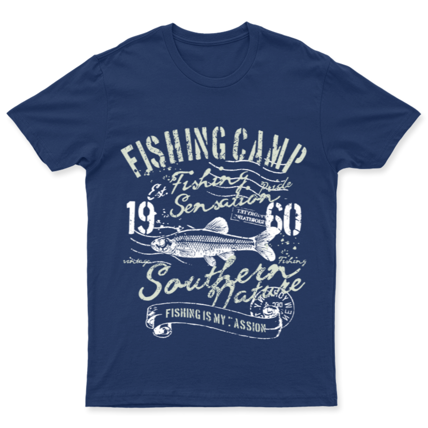 Playera Vintage Fishing Camp - Hombre
