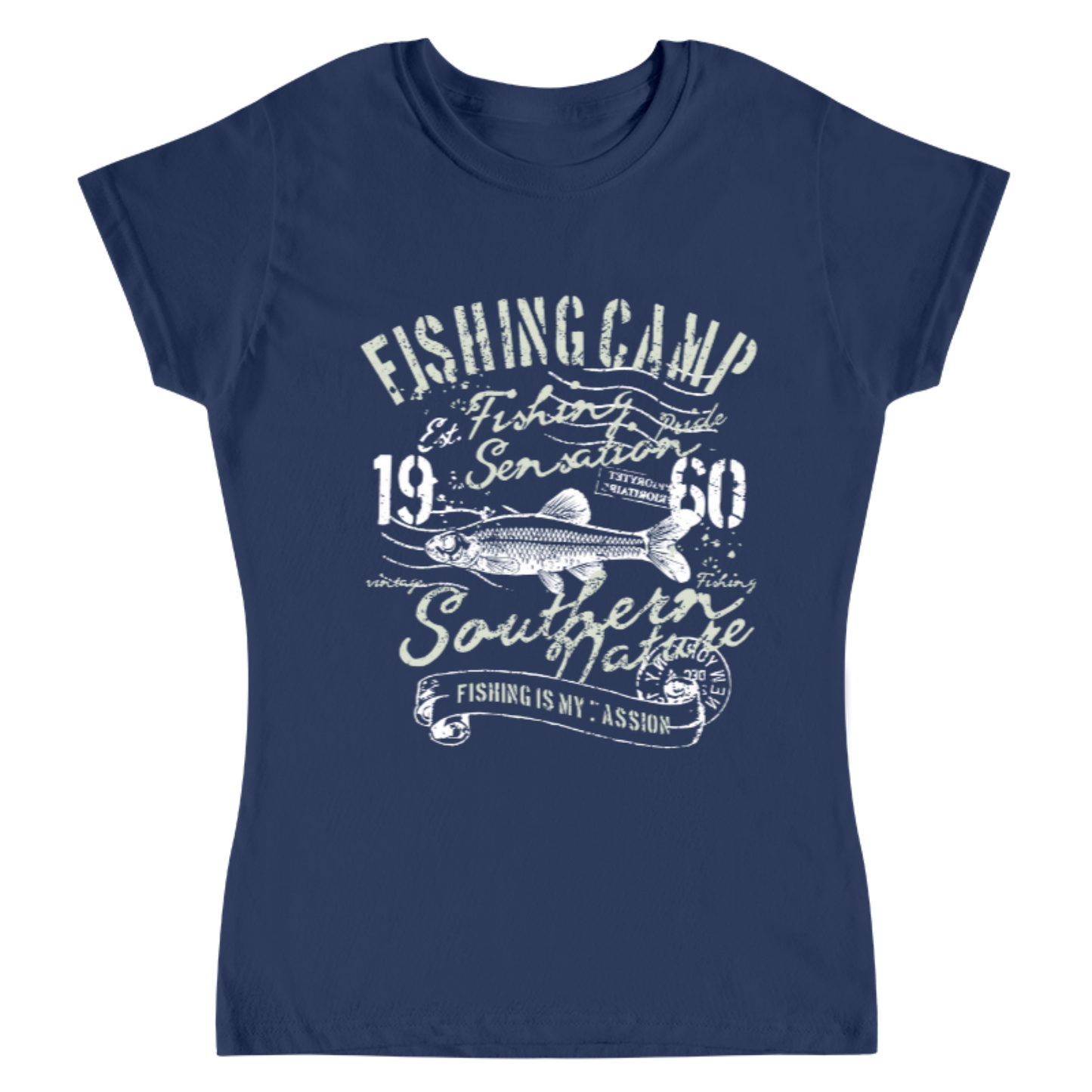 Playera Vintage Fishing Camp - Mujer
