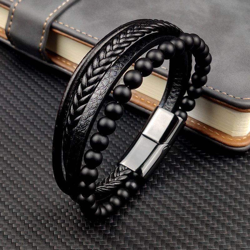 Pulsera de Cuero con Cierre Magnético de Acero.