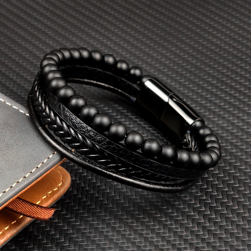 Pulsera de Cuero con Cierre Magnético de Acero.