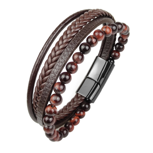 Pulsera de Cuero con Cierre Magnético de Acero.