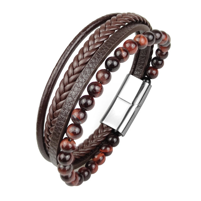 Pulsera de Cuero con Cierre Magnético de Acero.