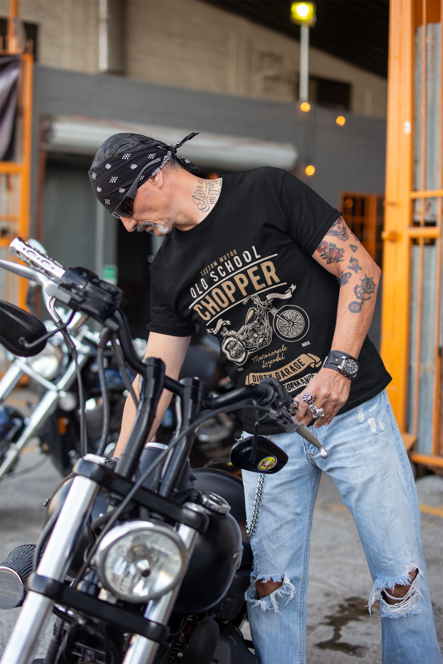 Playera Vintage Old School Chopper - Hombre