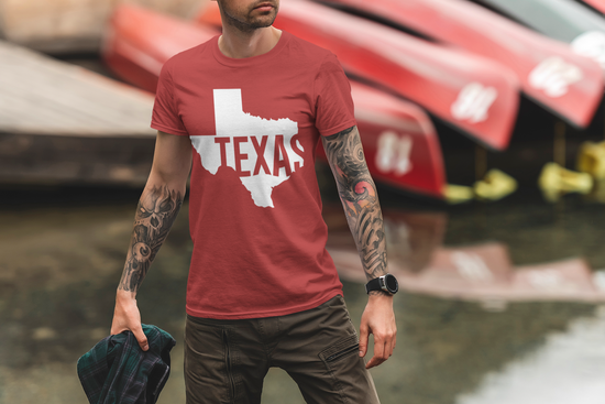 Playera Texas de hombre, en color rojo