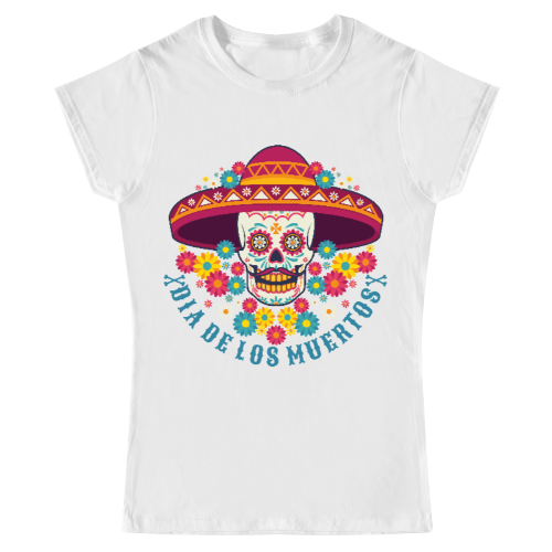 Playera Día de los Muertos Blanca - Mujer