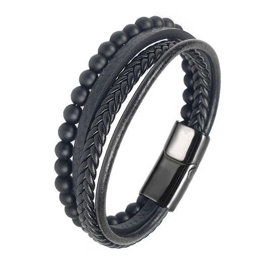 Pulsera de Cuero con Cierre Magnético de Acero.